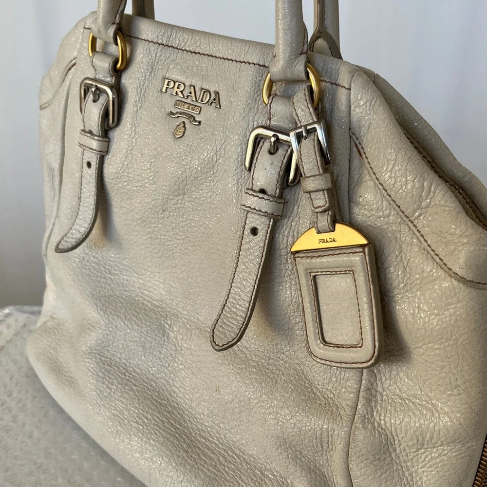 Prada RARE 2-way Tote Bag with Gold AND Silver Hardware & Expandable Section - Picture 10 of 10